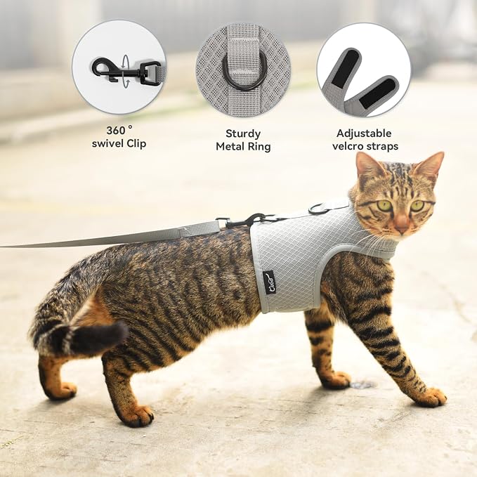 Kitty Harness and Leash for Walking Escape Proof Breathable Mesh Fabric - Image 5