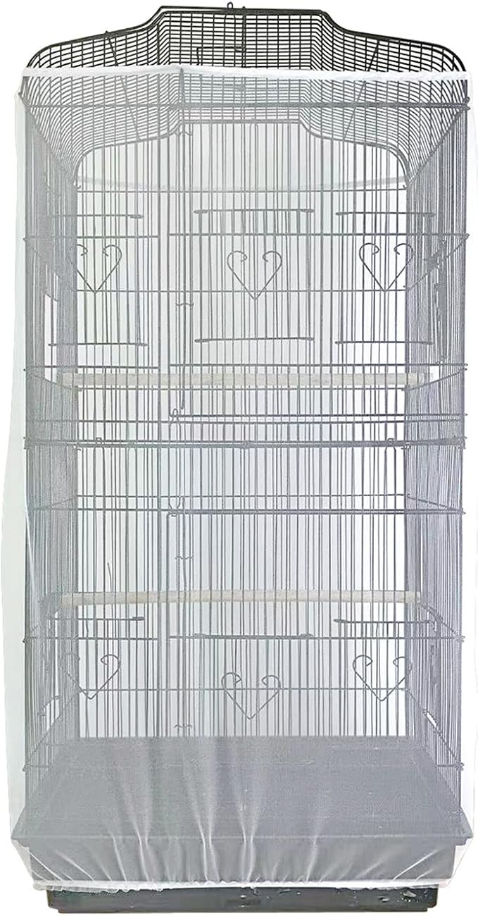 Birdcages Mesh Net Skirt Cover Reusable Stretchy Bird Cage Seed Catcher - Image 4