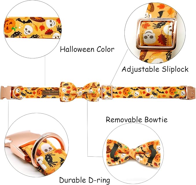 Halloween Dog Collar, Pet Collar Bow Fall Puppy Collar Girl Boy Holiday Pet - Image 2