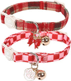 Cat Collar-2Pack Autumn Orange Plaid Kitten Collars-Halloween Plaid Breakaway by UPURARAPUP