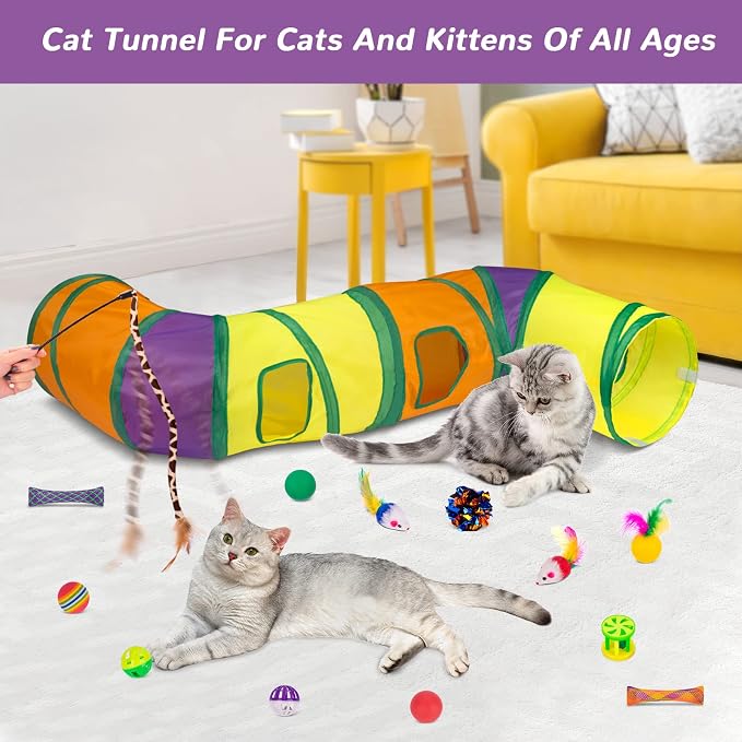 Retro Shaw 33Pcs Cat Toys with Tunnels, Interactive Kitten Toys - Image 2