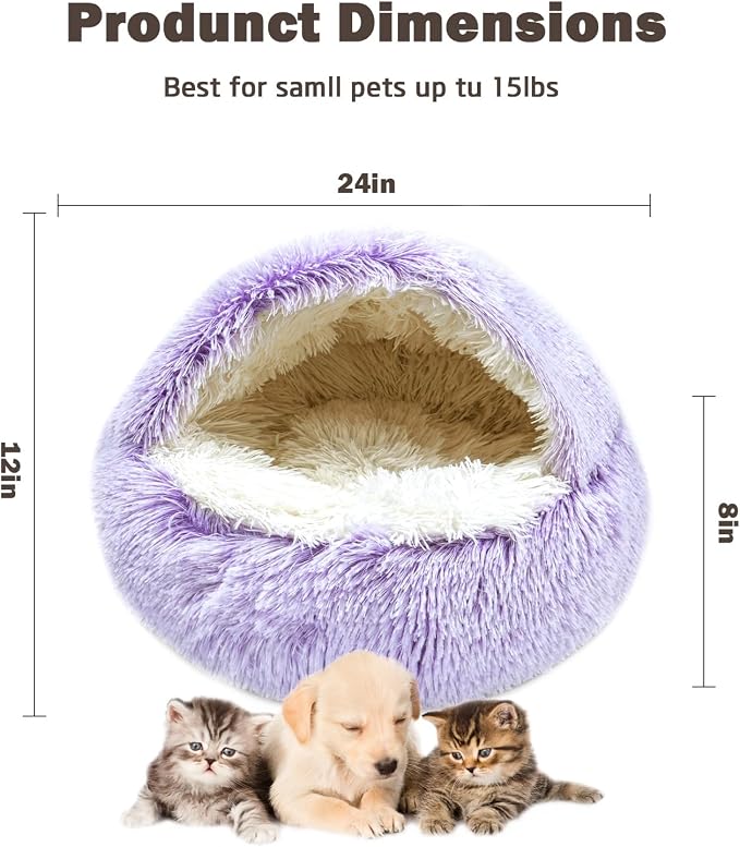 Cat Bed for Indoor Cats, Calming Cozy Cave - Image 2