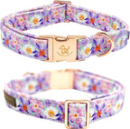 Elegant little tail Dog Collar, Rose Print Pet Collar Summer Dog Collar Durable - Image 4