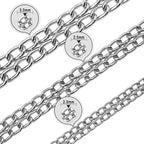 Silver Dog Choker Collar, 2 Rows Stainless Steel Dog Chain Cuban Link Metal - Image 7