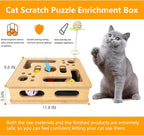 Interactive Wooden Cat Scratch Puzzle Enrichment Box, Cat Nail File Enrichment - Image 2