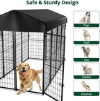 Dog Kennel Outside with Roof, Heavty Duty Welded Dog Crate Playpen with - Image 5
