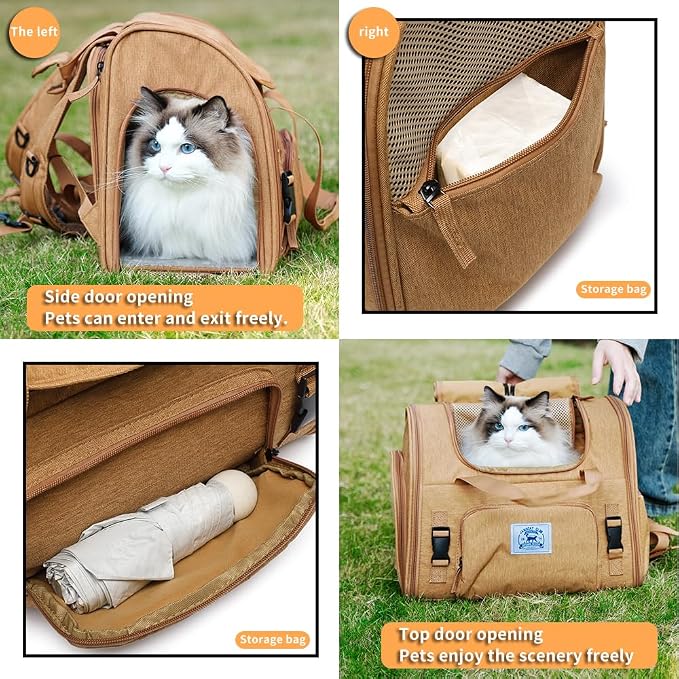 Pet Backpack Carrier for Small Dogs Medium Cats, Breathable and Collapsible - Image 3