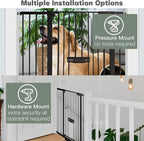 37 Inch Tall Baby Gate with Cat Door, Adjustable 29.55" and -46.06", Auto Close - Image 3