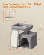 Feandrea Small Cat Tree, Cat Tower Condo, Scratching Ramp, Large Top Perch - Image 5