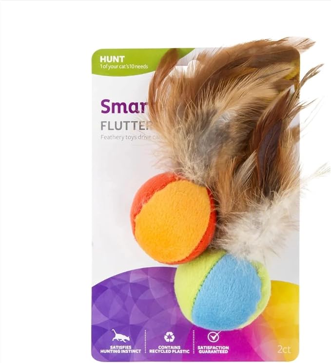 SmartyKat Flutter Balls Catnip Plush and Feather Cat Toys, Erratic Motion by SmartyKat
