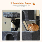 70.8" Tall Cat Tree for Large Cats, 2 Top Perches, Big Condo, Large Hammock - Image 5