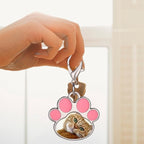 Custom Pet Photo Keychain Personalized Photo Pawprint Dog Tag Keychain Engraved - Image 3