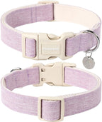 DOGWONG Cotton Hemp Dog Collar, Heavy-Duty Purple Dog Collar Adjustable Soft - Image 2