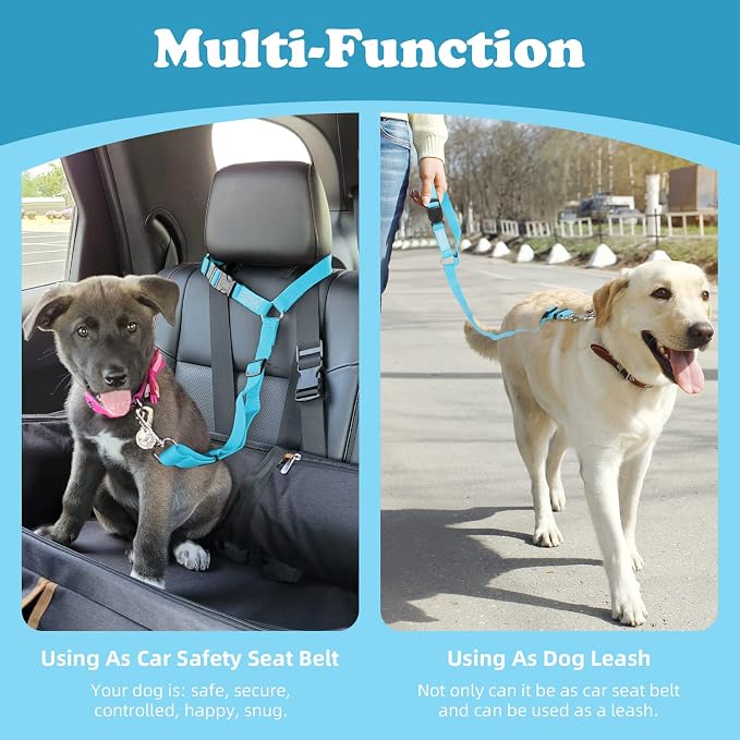 BWOGUE Pet Dog Cat Seat Belts, Car Headrest Restraint Adjustable Safety Leads - Image 6