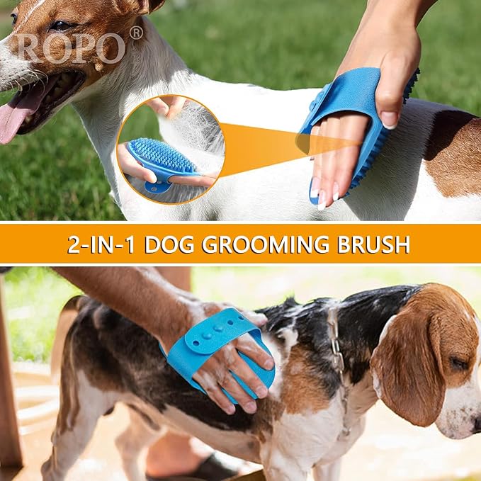 ROPO Dog Bath Brush, Dog Shampoo Brush Soothing Massage Rubber Comb - Image 4