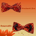 Fall Dog Collar, Pet Collar Bow Plaid Pet Collars Girl Boy Holiday Pet Collars - Image 4
