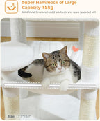 White Cat Tree for Indoor Cats, 45.7" Multi-Level Cat Tower - Image 4