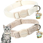 Cat Collar, 2 Pack White Hemp Cat Collars Breakaway by DOGWONG