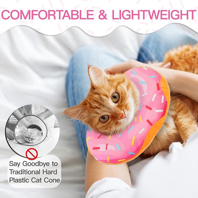 Cat Cone Collar Soft, Cute Cat Donut Collar After Surgery, Adjustable Kitten - Image 4