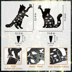 Bnesi Floral Long-Haired Cat Yard Decor Pet Grave Markers Metal Sign Silhouette - Image 3