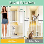 60" Extra Tall Pet Gate, 30-40" Wide, Auto Close, Cat Toy Included - Image 2