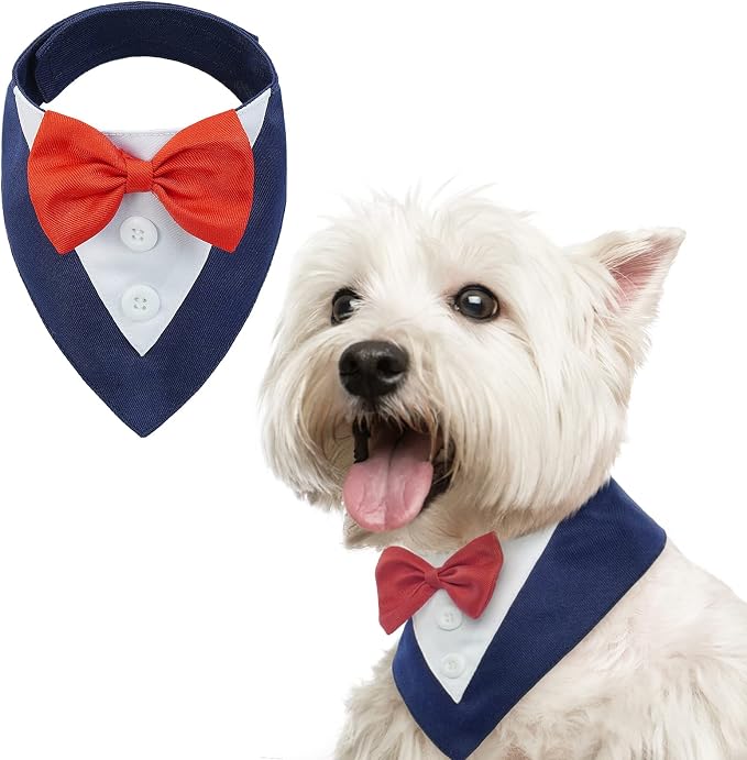 FUAMEY Dog Tuxedo for Small Dogs, Dog Formal Suit Dogs Attire Pet Bow Tie Puppy by FUAMEY