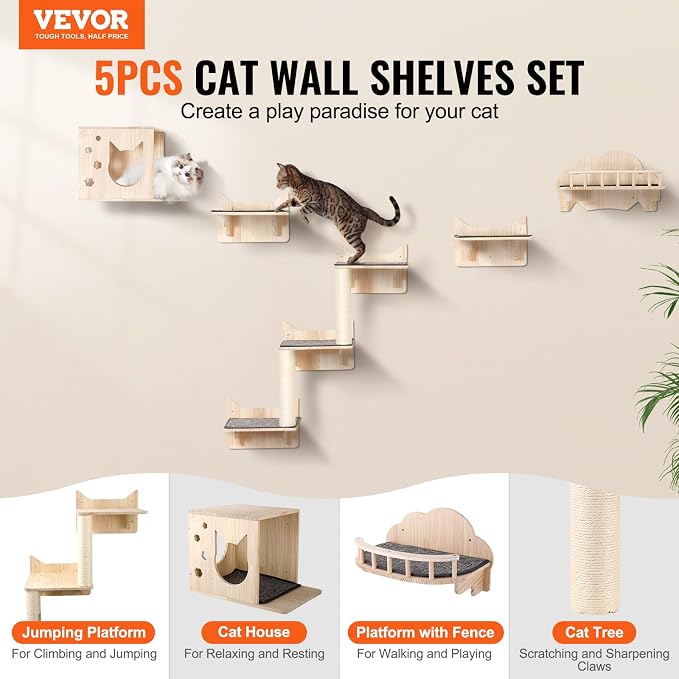 VEVOR Wall Mounted Cat Shelves and Perches - Image 2