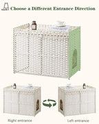 Cat Litter Box Enclosure Furniture, Handwoven Rattan Hidden Litter Box - Image 6