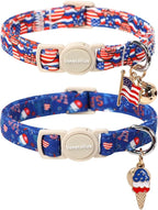 Lionet Paws 2pcs Pack 4th of July Cat Collar, Summer Cat Collars by lionetpaws