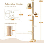 FUKUMARU Floor to Ceiling Cat Tree, 6 Level Adjustable Height Climbing Tower - Image 2