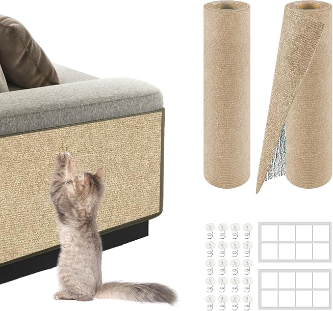 Cat Scratch Mat for Couch, Wall & Cat Tree – 78.7" Trimmable Self-Adhesive Cat by ZLAFM