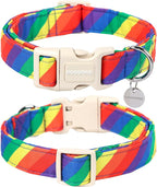 DOGWONG Cotton Dog Collar, Rainbow Dog Collar Durable Soft Natural Fabric Pet - Image 2