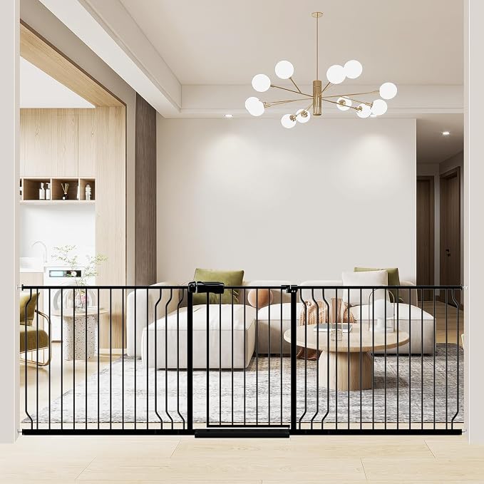WAOWAO Baby Gate 85.83-95.24" Extra Wide Pressure Mounted Walk Through Swing by WAOWAOBABYSAFETYPRODUCTS