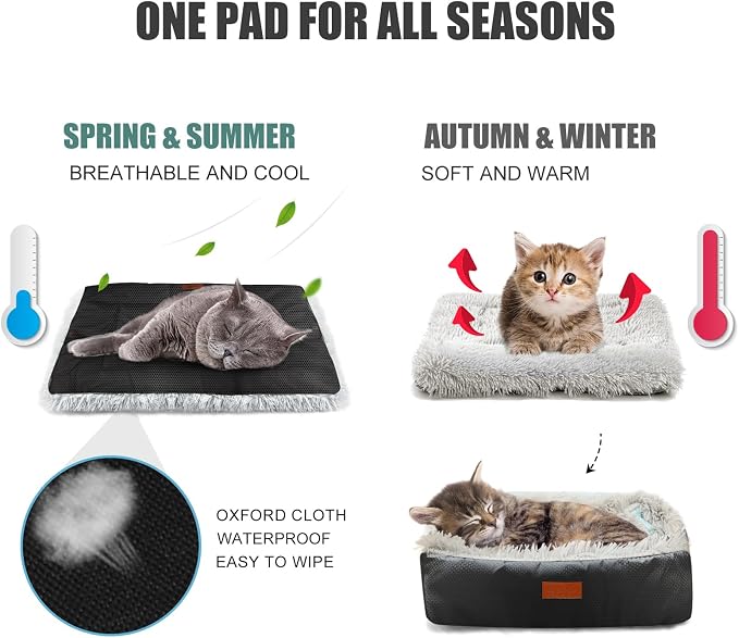 Self Warming Cat Bed, Foldable Self Heated Cat Mat Extra Warm Thermal Heating - Image 2