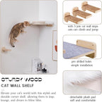 Large Cat Shelves with 3 Steps, Wall Mounted Cat Climbing Shelf with Plush - Image 6