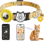 Breakaway Cat Collar with QR Code ID & AirTag Holder, Adjustable Cotton Kitten by Taghelp