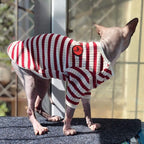 DENTRUN Hairless Cats Shirt Breathable Cat Daily Wear Clothes Stripe Vest - Image 7