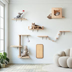 Cat Wall Shelves, Solid Wooden Wall-Mounted Cat Furniture, Steps and Scratcher by %E2%80%8B%E2%80%8BPawCozy%E2%80%8B%E2%80%8B