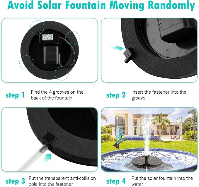 Mademax Solar Bird Bath Fountains Pump, Upgrade 1.4W Solar Fountain - Image 8