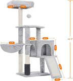 Heybly Cat Tree with Cat Self Groomer Brush, Cat Tower Condo - Image 3