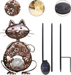KAIXOXIN Garden Solar Lights Metal Cat Crackle Glass Globe Stake Light - Image 6