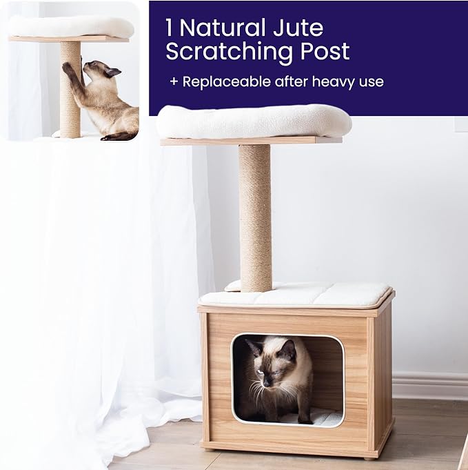 Catry 29.7" Tall 3 Level Laminated Wood Cat Tree - Image 5