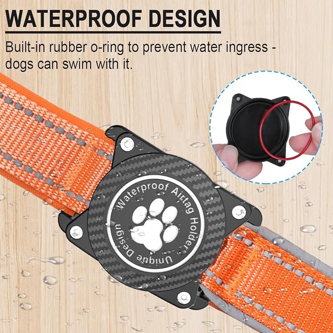 Airtag Dog Collar with Waterproof Air Tag Holder, Luminous Reflective, Soft - Image 2