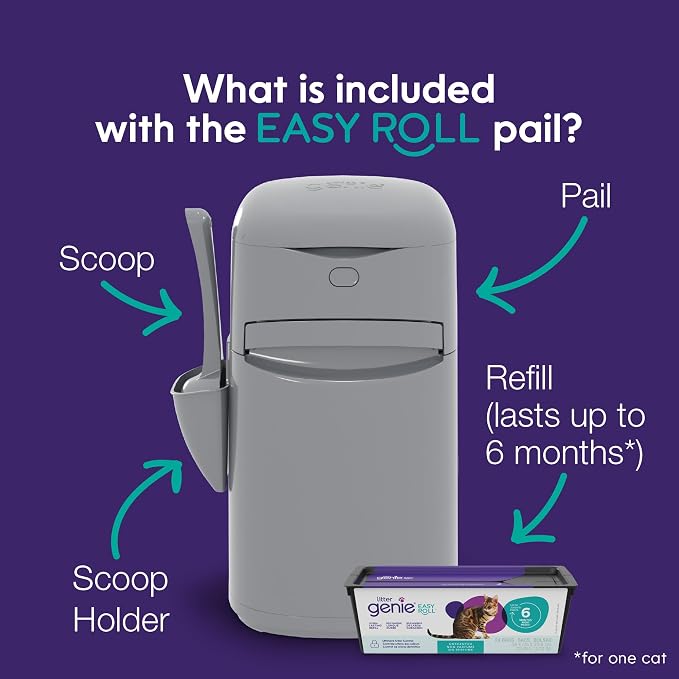 Litter Genie Easy Roll Cat Litter Disposal Pail | Odour Control, Refill Bags & - Image 2