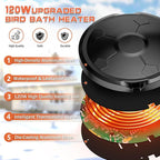 Daoeny Bird Bath Heater, 120W Bird Bath Heaters - Image 3