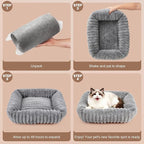 Cat Beds for Indoor Cats, Square Self Warming Cat Bed Orthopedic Pet Bed - Image 6