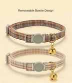 Cotton Bowtie Cat Collar with Bell 2 Pack Plaid Breakaway Kitten Collars with - Image 6