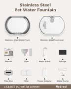 Cat Water Fountain Stainless Steel: 74oz/2.2L Cat Fountain - Image 8