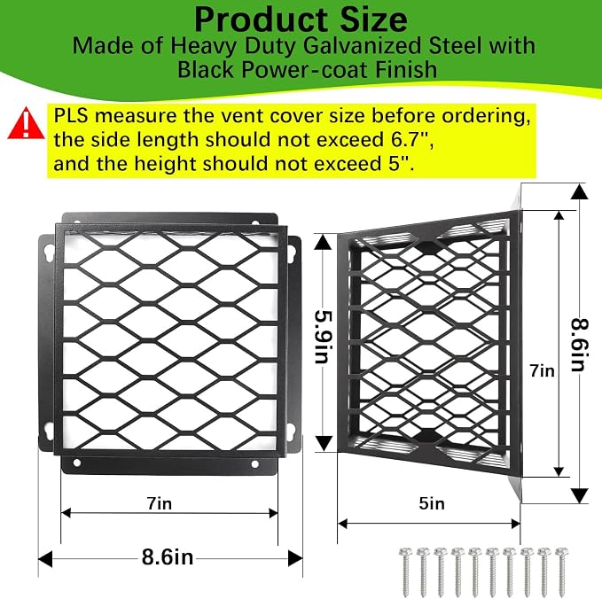Dryer Vent Cover Guard, Dryer Vent Bird Guard Cagefor Most 3" to 4" Exhaust Fan - Image 2