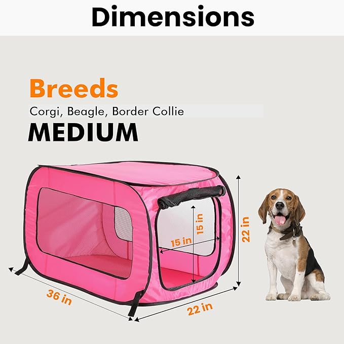 Beatrice Home Fashions Portable, Collapsible, Pop Up Kennel Travel Cat and Dog - Image 2